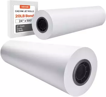 VEVOR Plotterpapier Gro&szlig;format 610mm x 152,4m, 2 Rollen, Kern 76,2mm (24 in x 500 ft Plotter Paper)