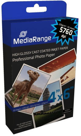 MediaRange Photopapier, hochglänzend, 220g/qm, 50 Blatt (MRINK104)