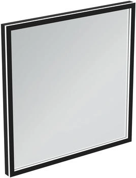 Ideal Standard Conca Spiegel quadratisch 60 cm, mit Beleuchtung neutral, schwarz gerahmt