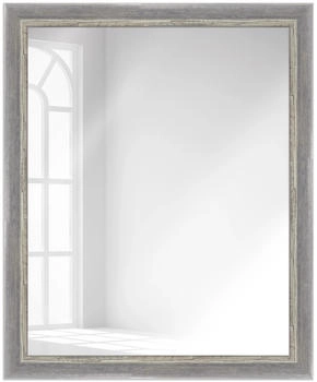 WANDStyle Wandspiegel H640 aus Massivholz in Grau 36x96 cm im Stil Shabby-Chic