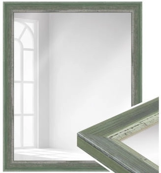 WANDStyle Wandspiegel H640 aus Massivholz in Grün 36x96 cm im Stil Shabby-Chic