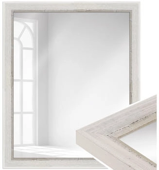 WANDStyle Wandspiegel H640 aus Massivholz in Weiß 36x96 cm im Stil Shabby-Chic