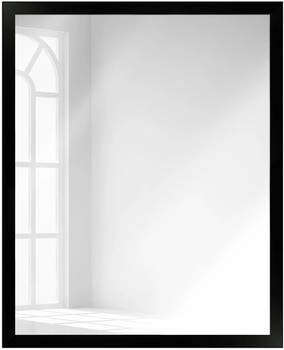 WANDStyle Wandspiegel H960 aus Massivholz in Schwarz 43x53 cm im Stil Modern