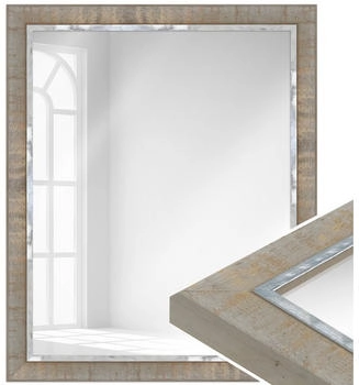 WANDStyle Wandspiegel H670 aus Massivholz in Taupe 47x67 cm im Stil Vintage