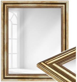 WANDStyle Wandspiegel H550 aus Massivholz in Gold 50x60 cm im Stil Antik