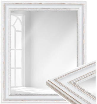 WANDStyle Wandspiegel H550 aus Massivholz in Weiß 50x60 cm im Stil Antik