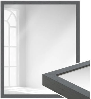 WANDStyle Wandspiegel H960 aus Massivholz in Grau 53x63 cm im Stil Modern