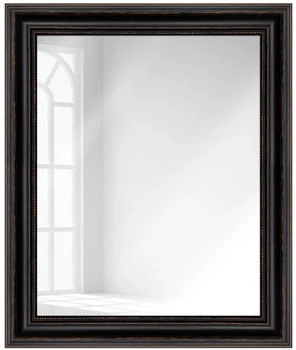 WANDStyle Wandspiegel H550 aus Massivholz in Schwarz 60x70 cm im Stil Antik