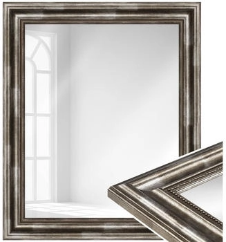 WANDStyle Wandspiegel H550 aus Massivholz in Silber 60x70 cm im Stil Antik