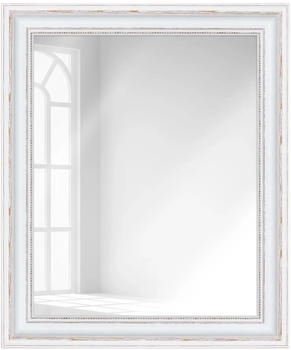 WANDStyle Wandspiegel H550 aus Massivholz in Weiß 60x80 cm im Stil Antik