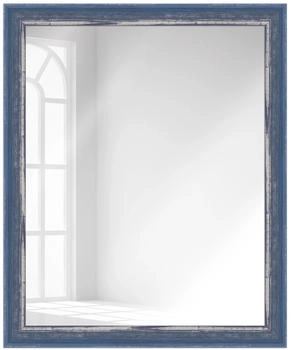 WANDStyle Wandspiegel H640 aus Massivholz in Blau 66x86 cm im Stil Shabby-Chic