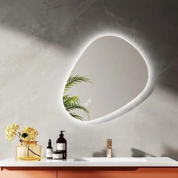 EMKE LED Badspiegel mit Anti-Beschlag 60x45 cm Asymmetrisch Spiegel mit 3 Dimmbare Lichtfarben