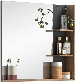 Mid.you Wandspiegel Grau Eiche rechteckig 79x73x13 cm