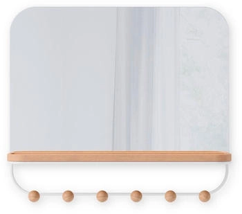 Umbra Wandspiegel Natur Weiß Glas Buche 46x41x10 cm Umbra Wandspiegel Natur Weiß Glas Buche 46x41x10 cm