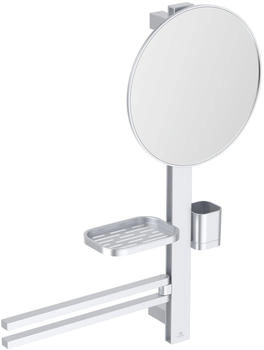 Ideal Standard Alu+ Beauty Bar Accessoires-Kombination M700 mit Spiegel Ø 32 cm silver