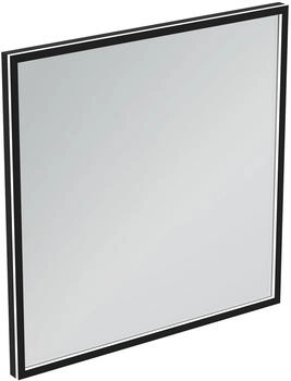 Ideal Standard Conca Spiegel quadratisch 80 cm, mit Beleuchtung neutral, schwarz gerahmt
