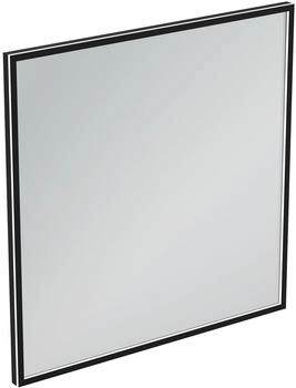 Ideal Standard Conca Spiegel quadratisch 100 cm, mit Beleuchtung neutral, schwarz gerahmt