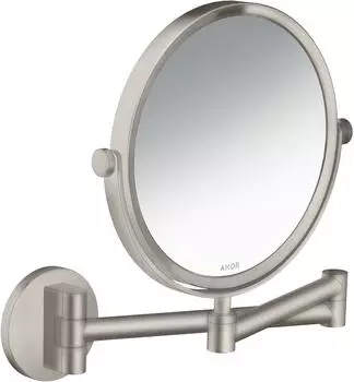 Hansgrohe Universal Circular Rasierspiegel, 1,7-fache Vergrößerung, schwenkbar, neigbar, Edelstahloptik (42849800)