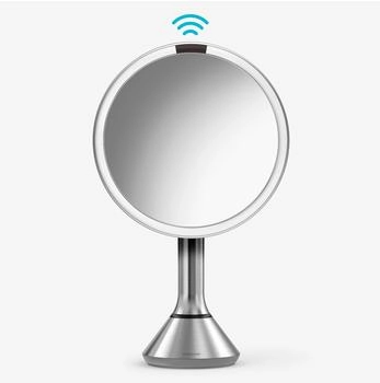 Simplehuman Sensorspiegel mit LED-Dual-Light-Beleuchtung, Edelstahl gebürstet, 5-fach Vergrößerung (ST3052)