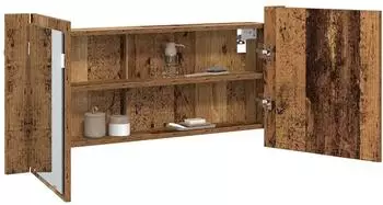 vidaXL LED Spiegel-Schrank Altholz 100x12x45cm Holzwerkstoff (875042)