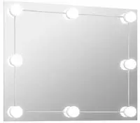 vidaXL Wandspiegel ohne Rahmen mit LED-Beleuchtung Rechteckig Glas