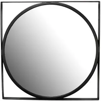 Wohnling Wandspiegel Rund Metall Schwarz 54x54cm (WL7.100)