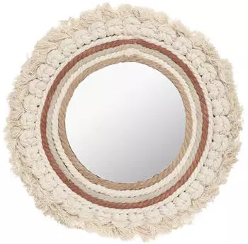 Atmosphera Wonder Wandspiegel Rund Holz/MDF Beige D40cm (JJ4582)