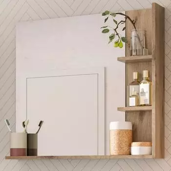 Inn.Furn Tomaso Badspiegel mit Ablage Eiche 79x73cm