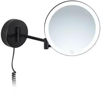 Libaro Ravenna LED Kosmetikspiegel rund 7-fach Vergrößerung Wandmontage schwarz (40015)