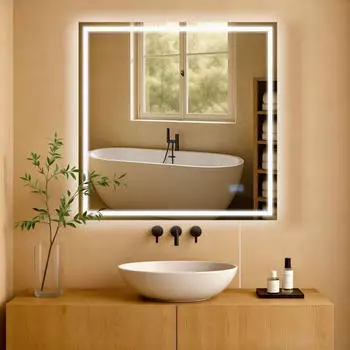 CLP Jaffrey Badspiegel 80x80cm beleuchtet dimmbar Anti-Beschlag (326277)
