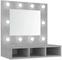 vidaXL Spiegelschrank mit LED Betongrau 60x31,5x62 cm
