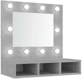 vidaXL Spiegelschrank mit LED Betongrau 60x31,5x62cm (808886)