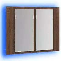vidaXL LED-Spiegelschrank Braun Eichen-Optik 60x12x45 cm Holzwerkstoff