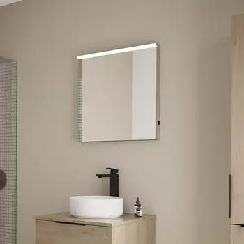 Burgbad Eqio Leuchtspiegel mit LED-Aufsatzleuchte 650mm, 1 Schalter rechts (SIDL065PN258)