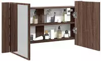 Led-spiegelschrank Braun Eichen-optik 90x12x45 Cm Acryl Vidaxl