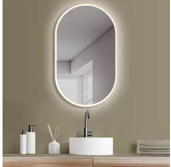 HOKO Badspiegel Oval 60x100cm LED Anti-Beschlag Goldrahmen (Gold 2)