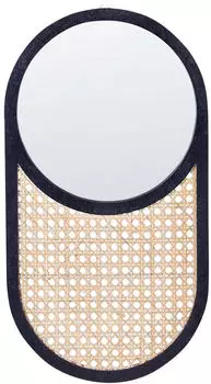 Beliani Baleal Ovaler Wandspiegel Rattan Naturfarben 30x56cm (Baleal)