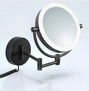 Libaro Modena LED-Kosmetikspiegel Wand 360&deg; schwarz 5x/10x Vergr&ouml;&szlig;erung (40001)