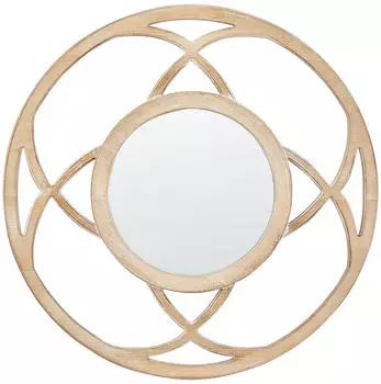 Beliani Iztapalapa Runder Wandspiegel Helles Holz ø60cm (Iztapalapa)