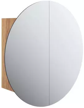 vidaXL Badezimmerschrank mit Rundspiegel & LED, Eiche, 40x40x17,5cm