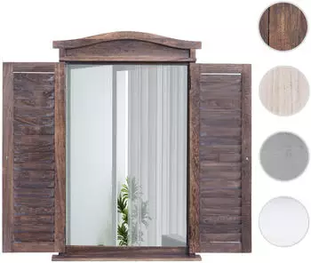 Mendler Wandspiegel mit Fensterl&auml;den 71x46x5cm Shabby Braun (72680)