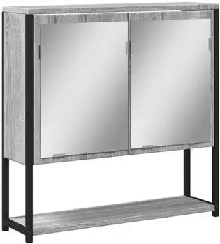 vidaXL Badezimmer-Spiegelschrank Grau Sonoma 60x16x60cm Holzwerkstoff