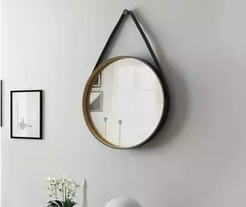 Talos Golden Style Runder Wandspiegel &Oslash;55cm Schwarz Aluminiumrahmen