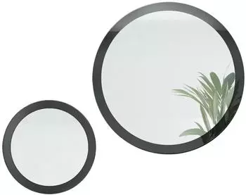 Vladon Globe Set runde Wandspiegel mit MDF-Rahmen, schwarz hochglanz, &Oslash; 50 & 80cm