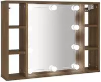 vidaXL Spiegelschrank mit LED Braun Eichen-Optik 76x15x55 cm