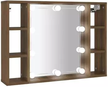 vidaXL Spiegelschrank mit LED braun Eichen-Optik 76x15x55cm (820447)