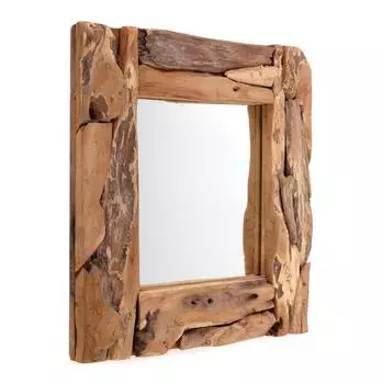 Xtradefactory Wandspiegel "Beachside" Teak-/Treibholzrahmen 50x50cm