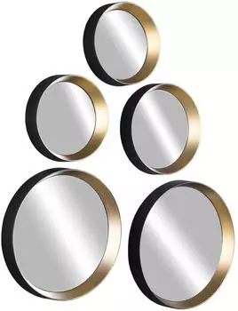 Mirrors and More Lia Spiegel-Set 5-teilig Metallrahmen Schwarz/Goldgelb