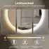 HOKO Badspiegel LED rund 60cm, Anti-Beschlag, 2700-6500K, Digital-Uhr, IP44