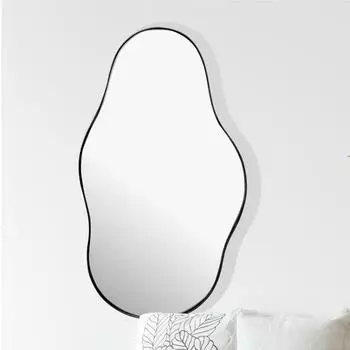 Finebuy Wandspiegel organische Form 40x80cm Metallrahmen Schwarz (FB102050)
